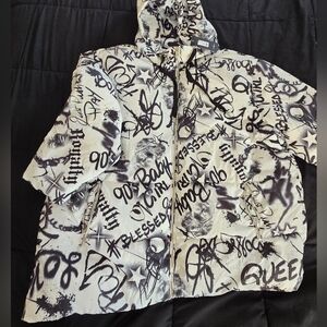 Fashion Nova Monochrome Print Puffer Jacket